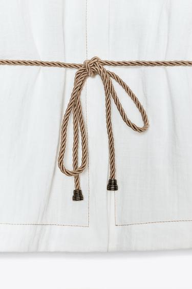 BELTED SAFARI SHIRT - Oyster-white by Zara - Image 6
