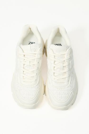 FABRIC CHUNKY SOLE RUNNING SHOES - Ecru White by Zara