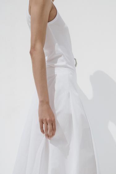 JUPE MI-LONGUE PLISSÉE - Blanc de Zara - Image 2
