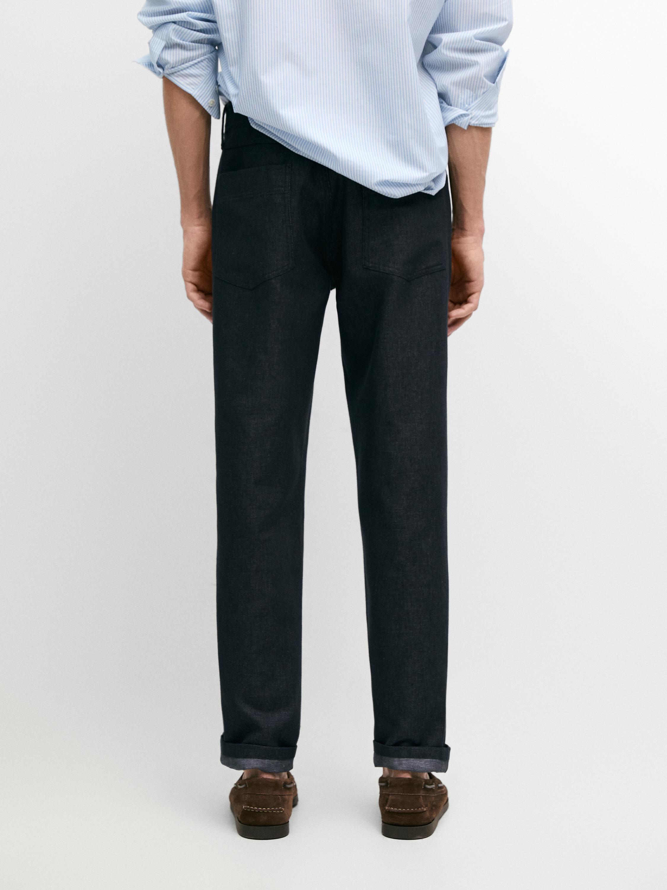 Pantalon cinq poches coton lin