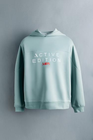 BLUZË HOODIE SPORTIVE - Gri / Bojëqielle nga Zara