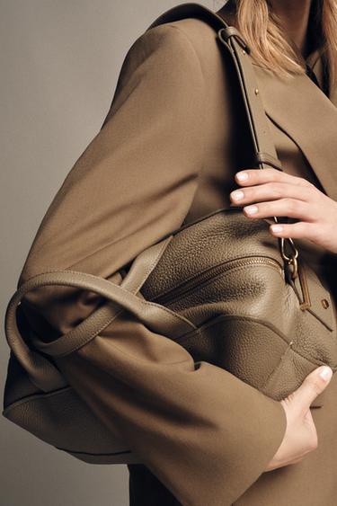 EXTENDED LEATHER BOWLING BAG - SAND/BROWN by Zara - Image 1