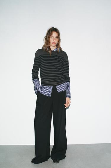 Zara PANTALONE SA UŠICIMA I PREKLOPIMA – Crna