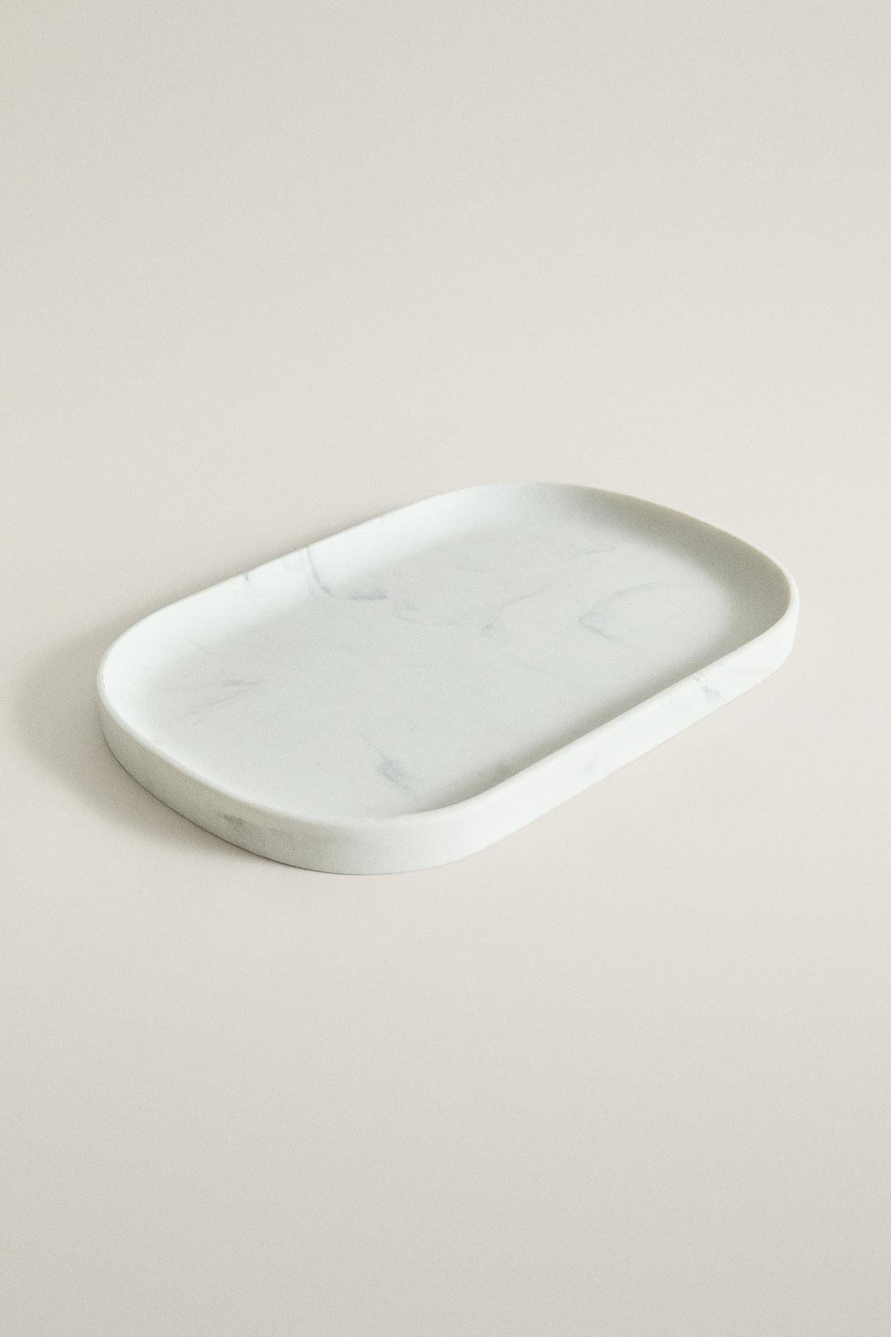 MARBLE-EFFECT BATHROOM TRAY — Gray