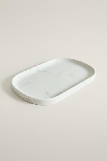 MARBLE-EFFECT BATHROOM TRAY — Gray 2