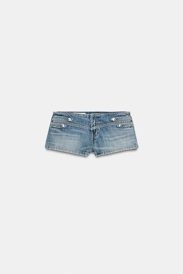 TRF LOW-RISE DENIM MINI SHORTS - Blue by Zara - Image 3