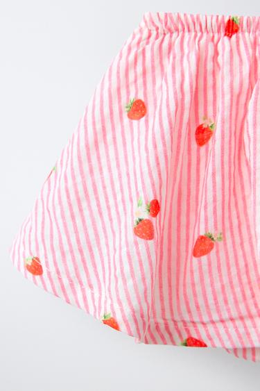 CULOTTE-JUPE À RAYURES ET FRAISES - Rose de Zara - Image 3