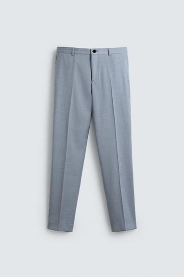 PANTALÓN TRAJE ESTRUCTURA - Celeste de Zara