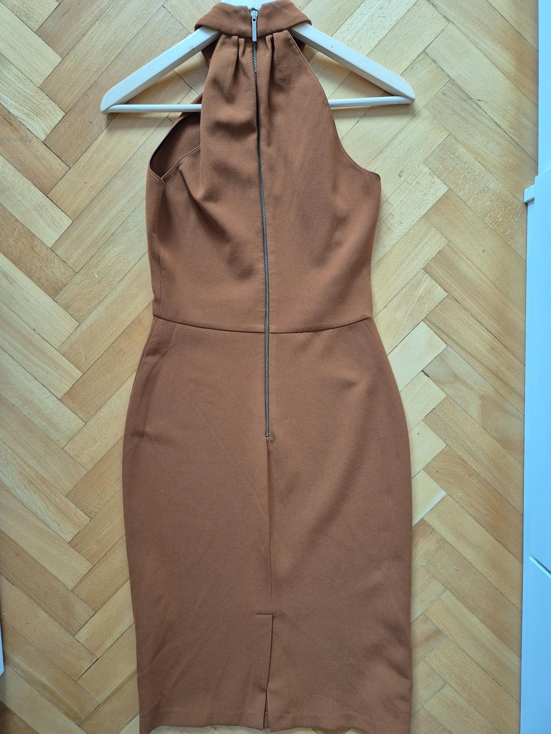 ROUD THE NECK MIDI DRESS WITH SLIT AND ZIP - Image 3