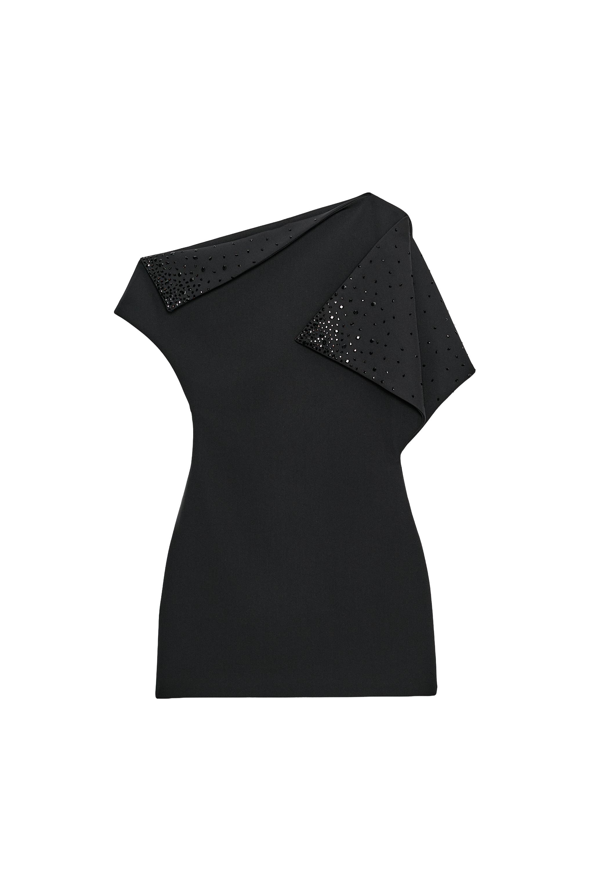 VESTIDO MINI ASIMÉTRICO BRILLOS