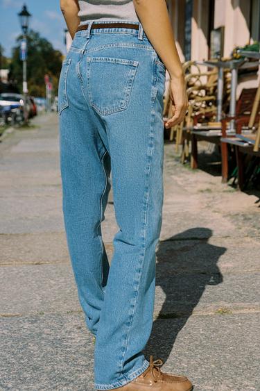 JEANS Z1975 90'S STRAIGHT HIGH-WAIST BELTED - Mid-blue by Zara