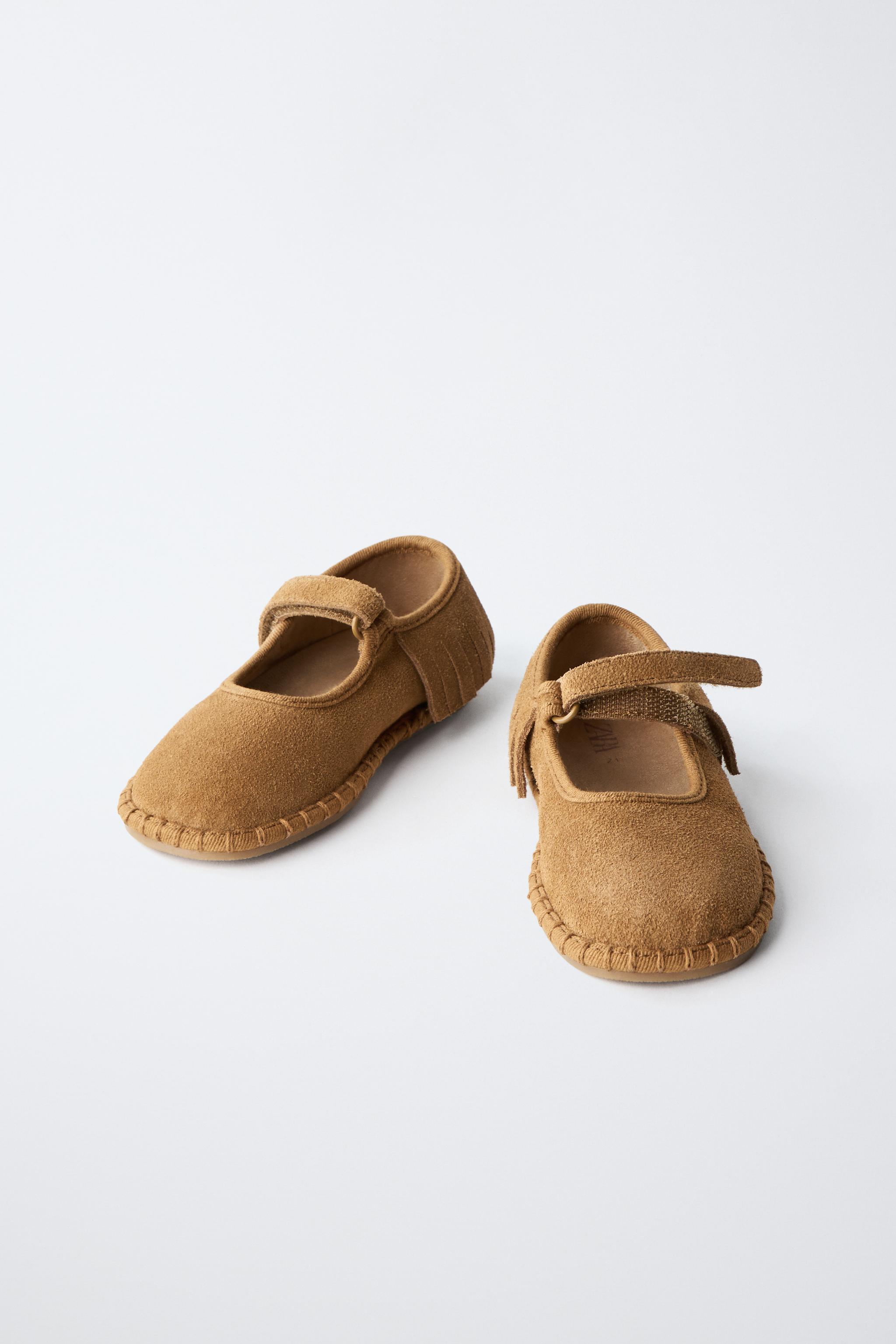 Обувь Zara LEATHER FRINGED BAREFOOT BALLET FLATS — фото 3