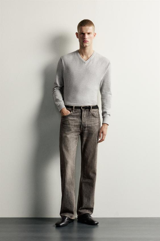 JEANS CORTE RECTO BOOTCUT - Gris / Beige de Zara - Imagen 0