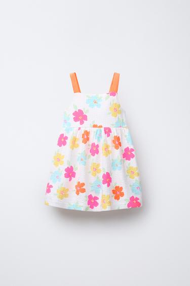 VESTIDO TEXTURA ESTAMPADO LAÇO - Laranja da Zara