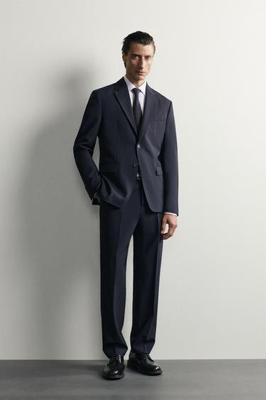 100% WOOL SUIT TROUSERS - Navy blue by Zara - Image 0