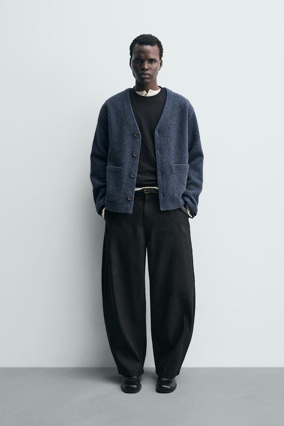 TEXTURED WOOL BLEND CARDIGAN