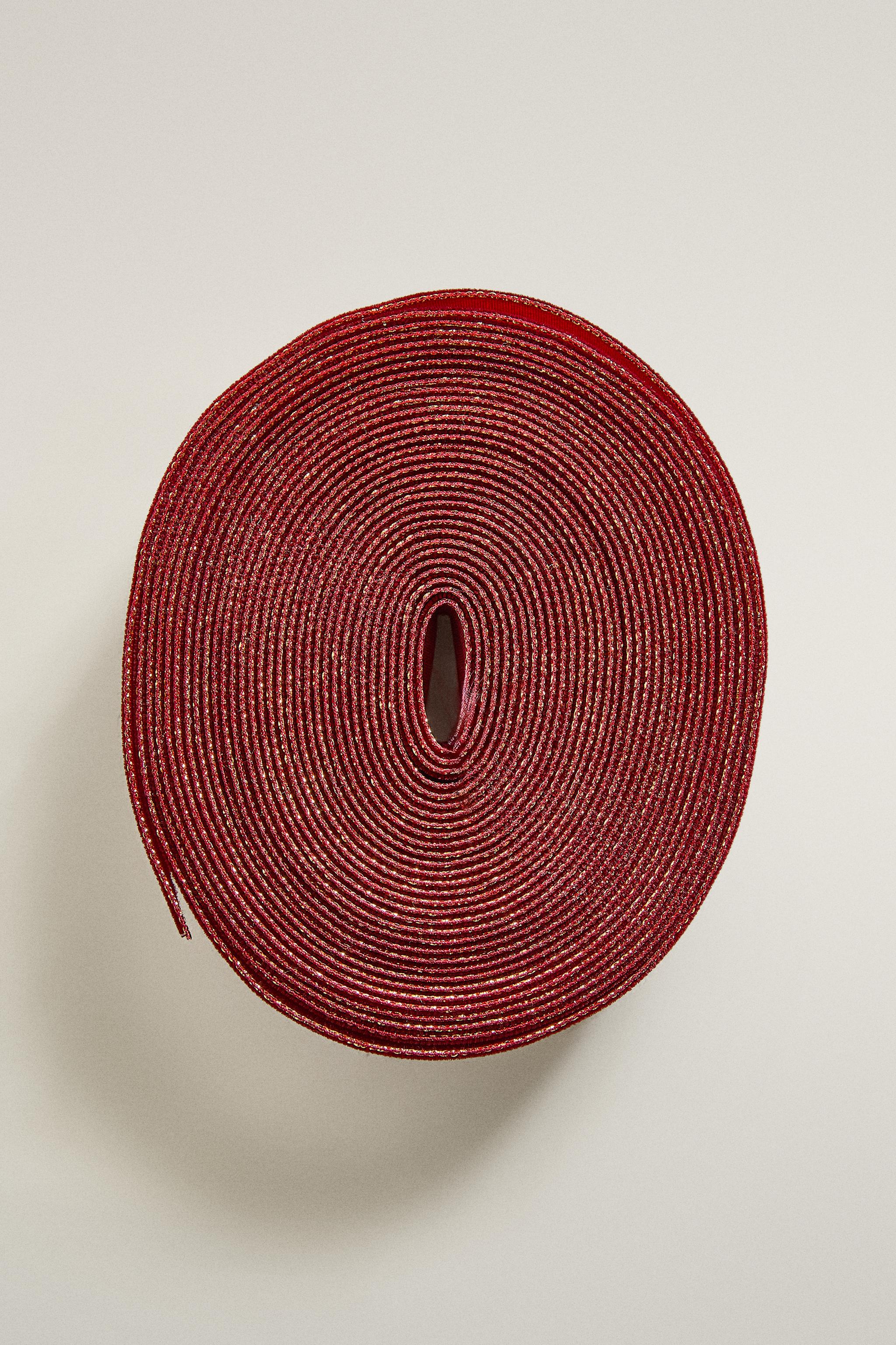 CHRISTMAS VELVET GIFT RIBBON WITH METALLIC TRIM