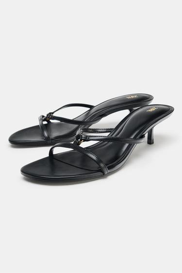 SANDALES KITTEN HEEL DÉTAIL MÉTALLIQUE - Noir de Zara - Image 3