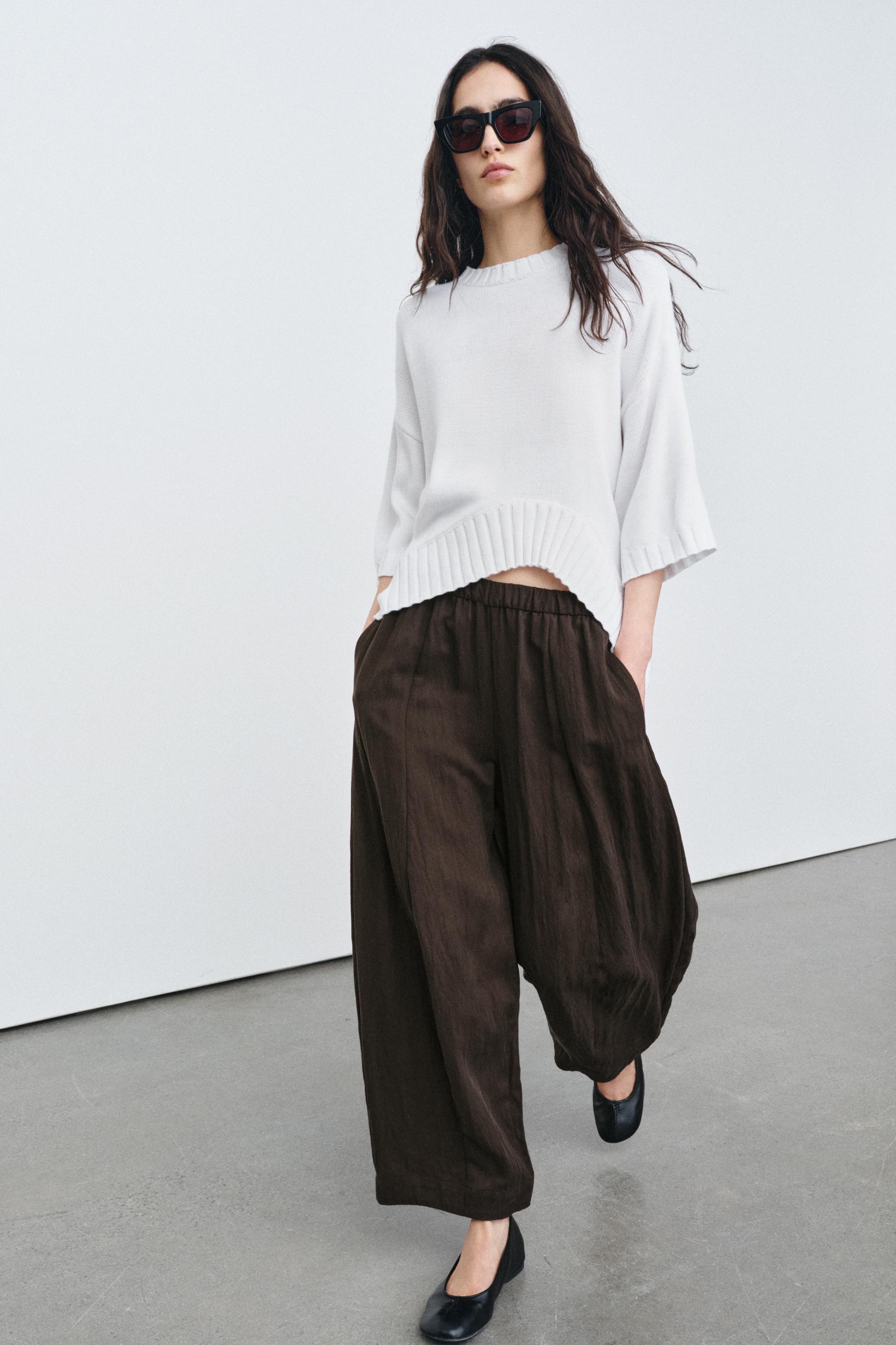 BARREL PANTS ZW COLLECTION - Oyster-white | ZARA United States