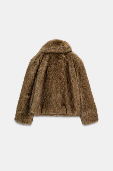 MANTEAU COURT EFFET FOURRURE - Marron de Zara - Image 7