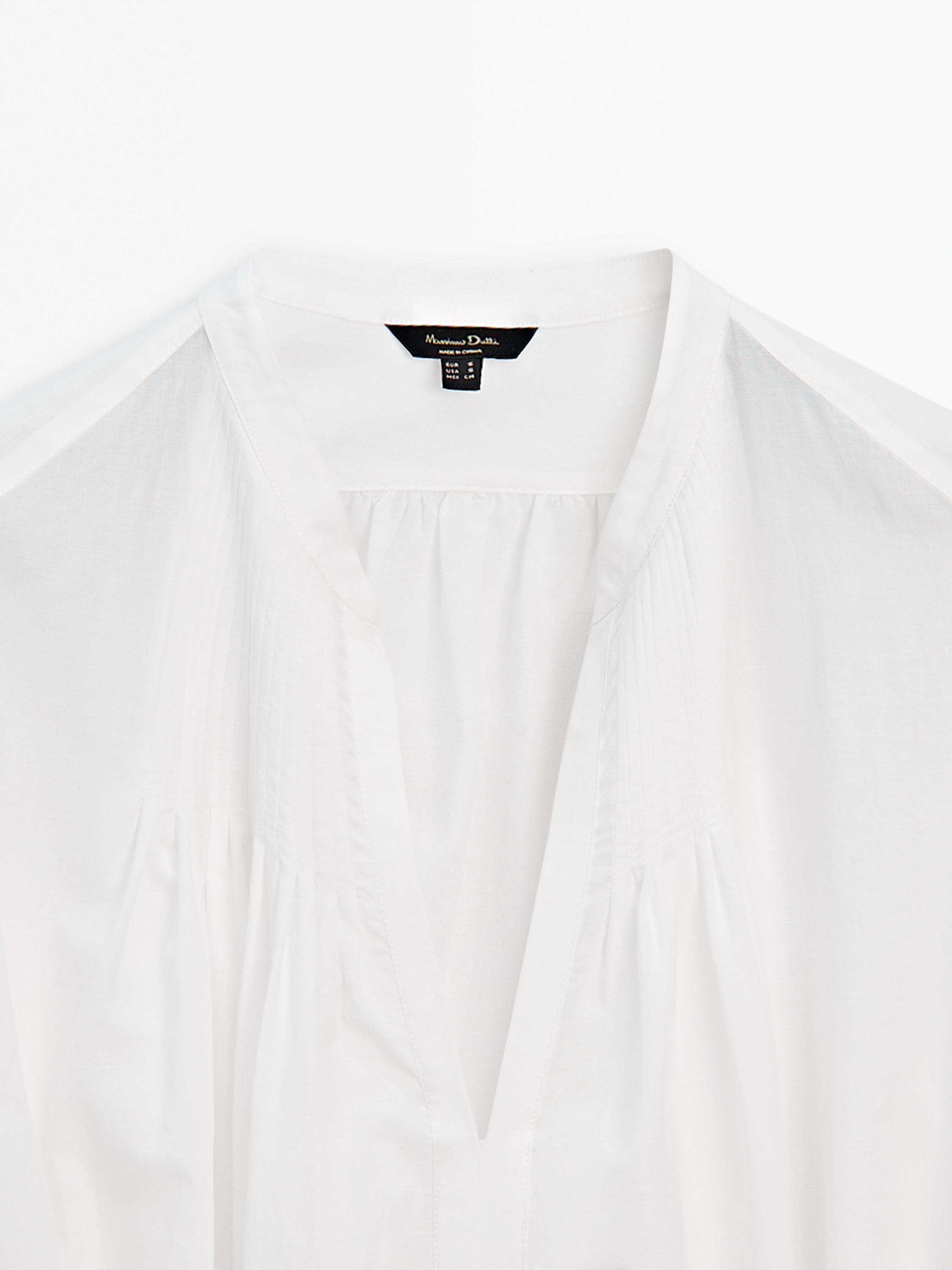 100% cotton dress with embroidered detail - White | ZARA Canada