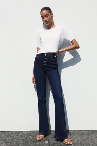Zara PLAIN KNIT BASIC SHORT SLEEVE TOP - White
