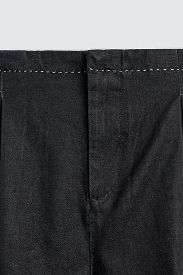 RELAXED FIT DENIM CHINOS WITH CONTRAST TOPSTITCHING - Indigo by Zara - Image 9