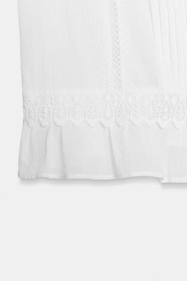 LACE TRIM RUFFLED BLOUSE - White by Zara - Image 7