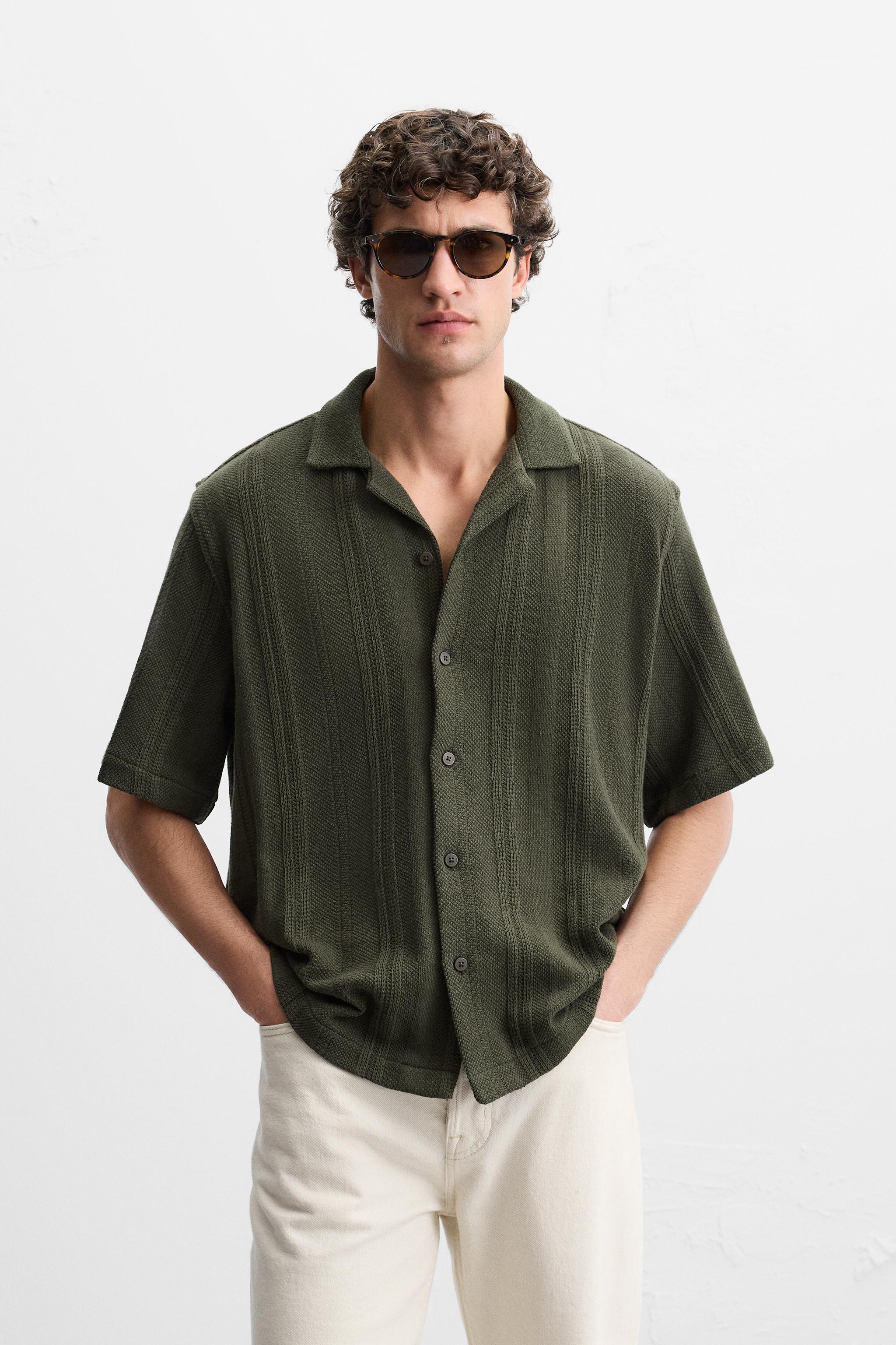 TEXTURED STRIPED SHIRT - Green | ZARA United States