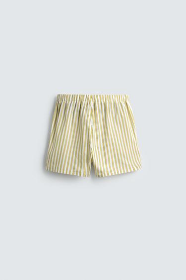 SHORT RAYURES BRODÉ - Jaune de Zara - Image 7