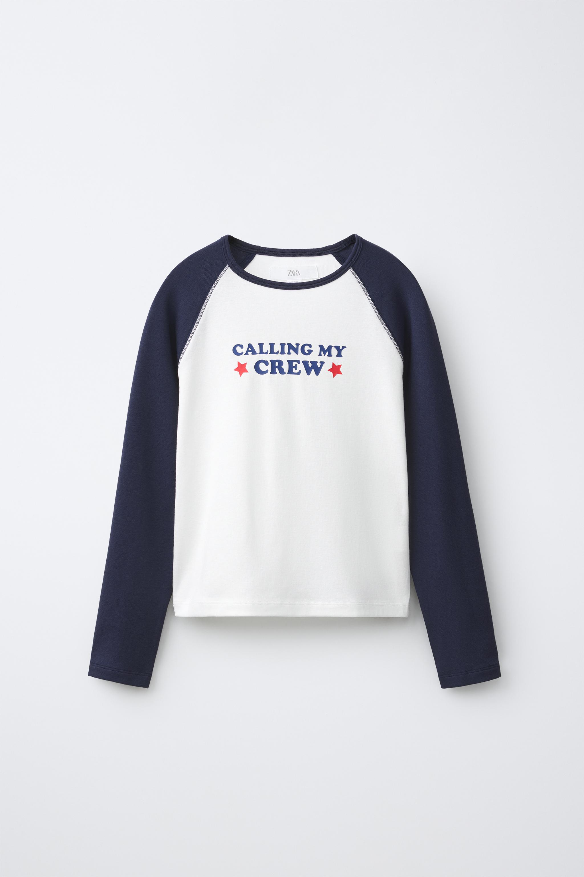 SLOGAN RAGLAN SLEEVE T-SHIRT - Navy / White | ZARA South Africa