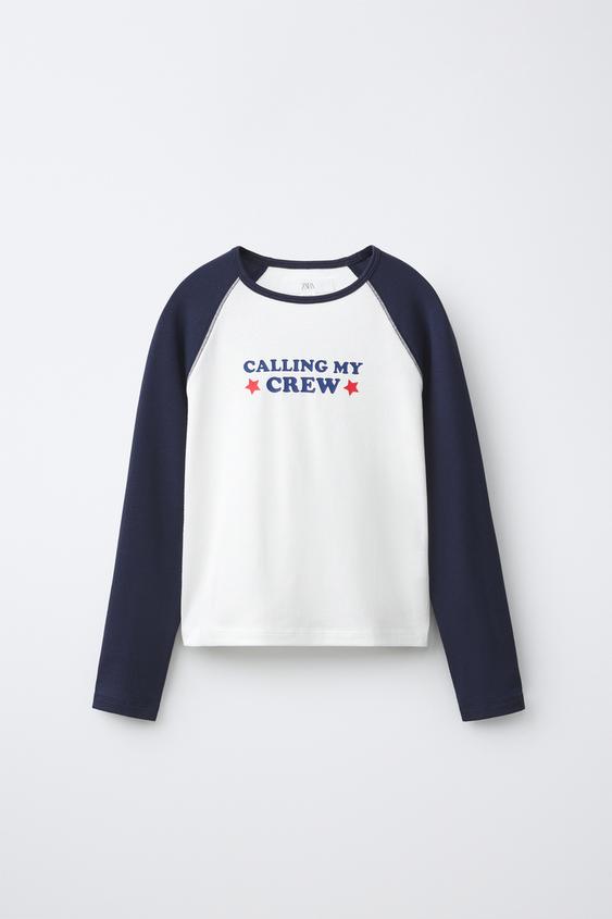 SLOGAN RAGLAN SLEEVE T-SHIRT - Navy / White by Zara - Image 0