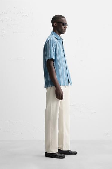 CHEMISE STRUCTURÉE À RAYURES - Indigo de Zara - Image 3