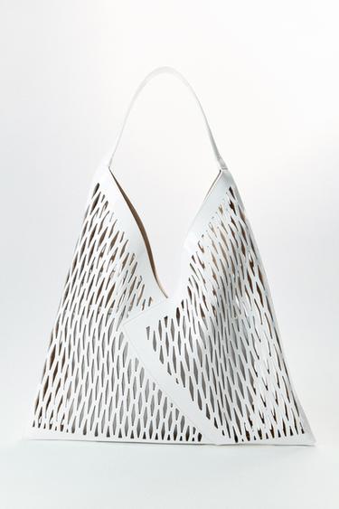Zara LASER-CUT LEATHER SHOPPER - 