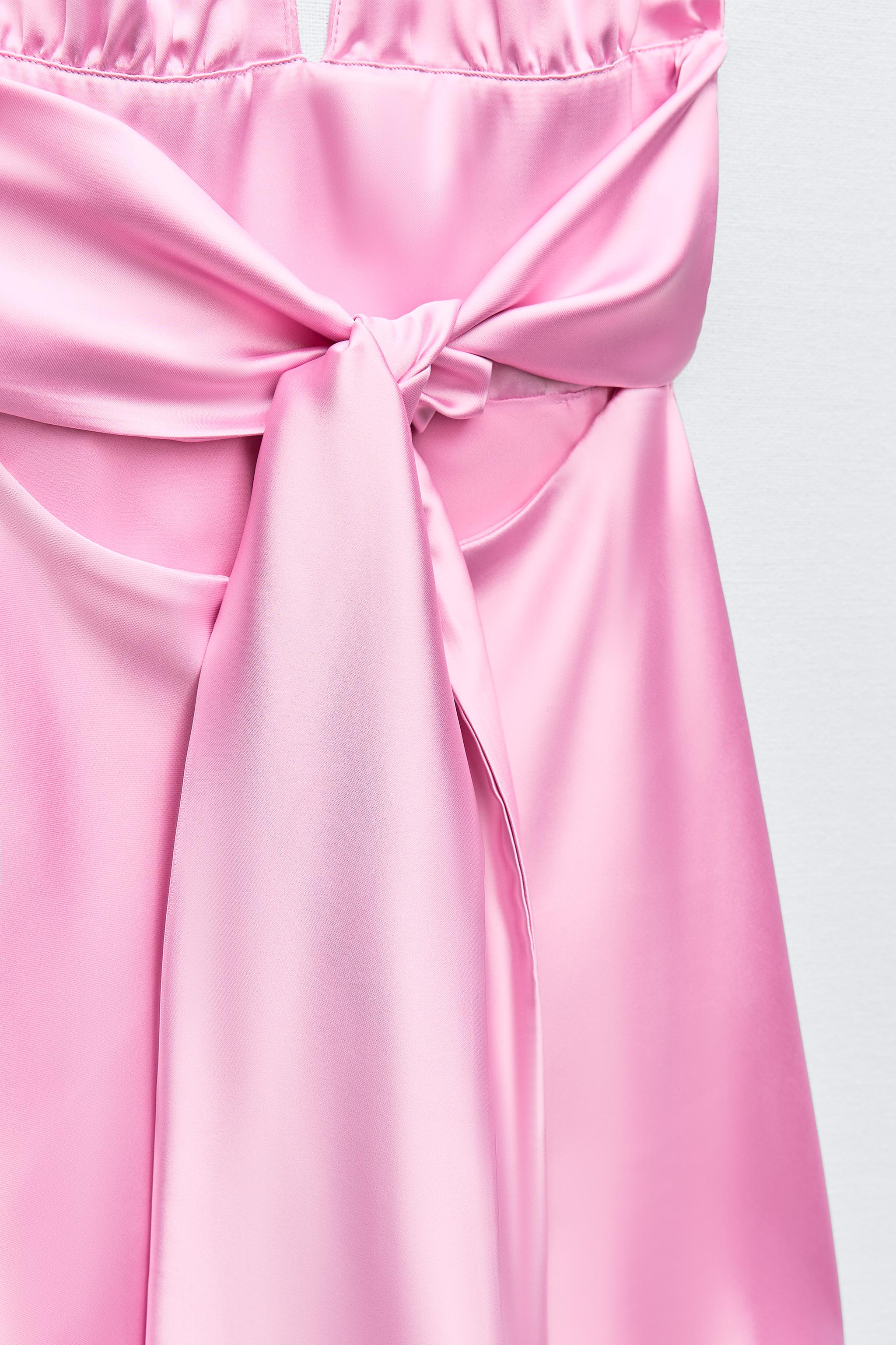 SATIN EFFECT HALTER DRESS - Pink | ZARA Canada