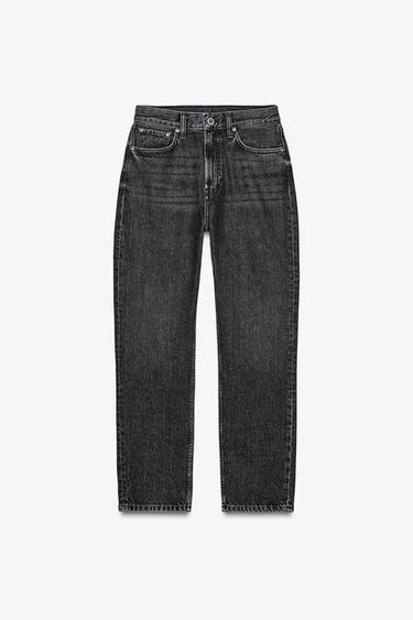 Zara STRAIGHT CUT MID RISE JEANS ZW COLLECTION - Dark gray