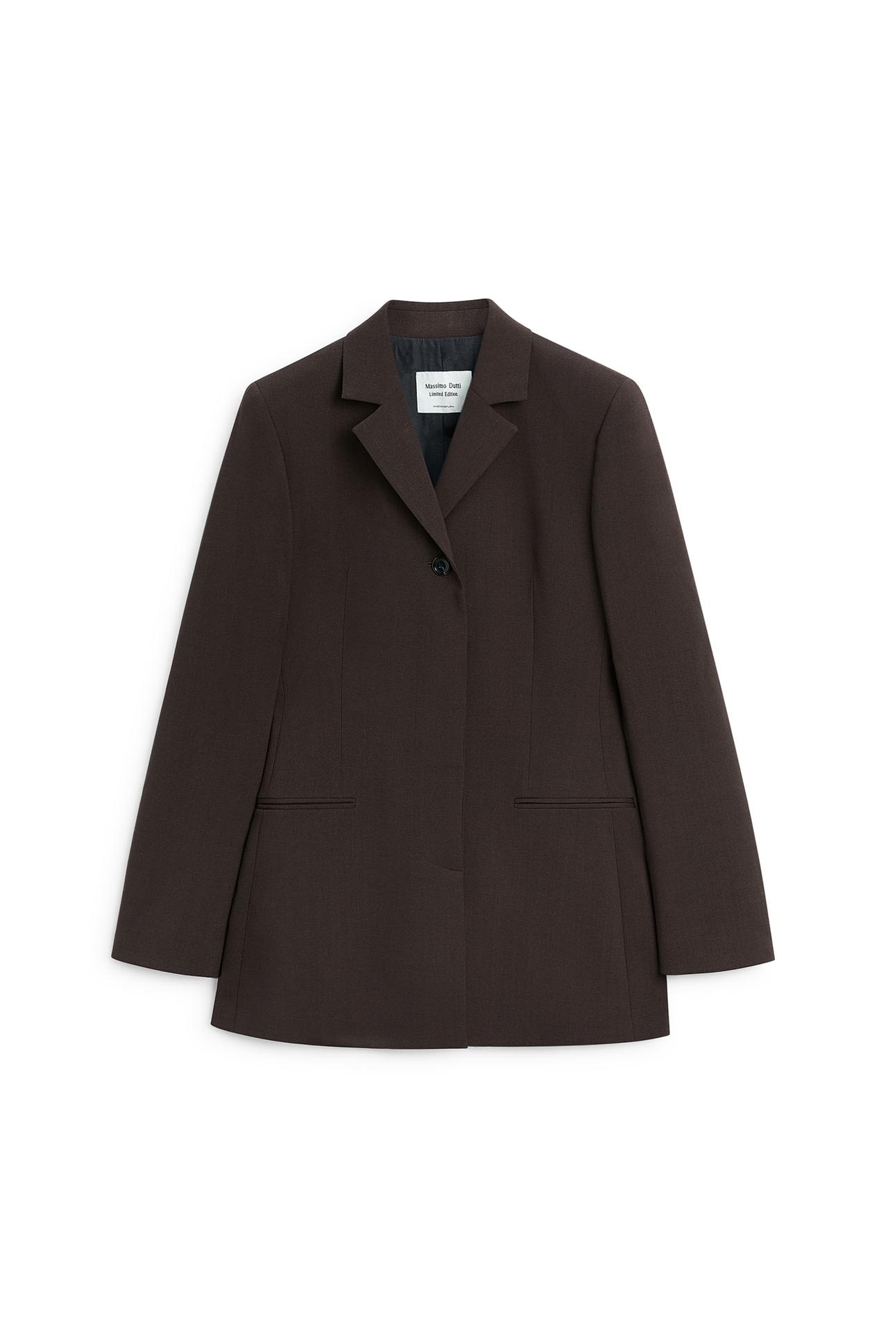 Long stretch wool blend blazer - LIMITED EDITION — Chocolate