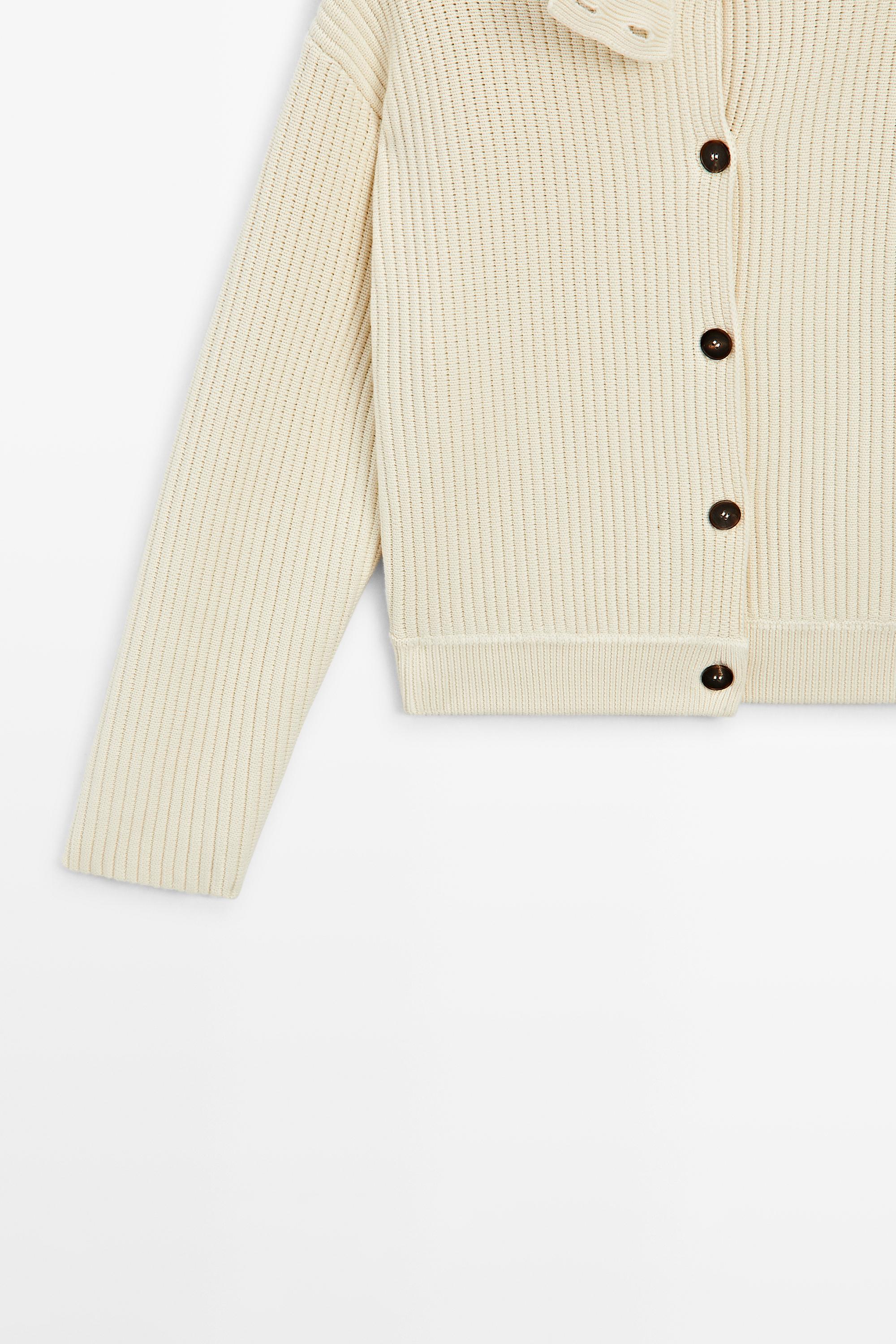 100% cotton turtleneck knit cardigan