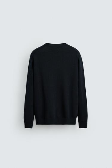 COTTON-HEMP SWEATER - Dark navy by Zara - Image 6