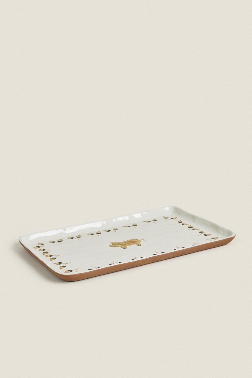 STONEWARE ANIMAL SERVING DISH - Mustard