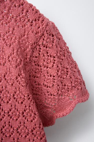 POINTELLE KNIT TOP - Strawberry by Zara - Image 3