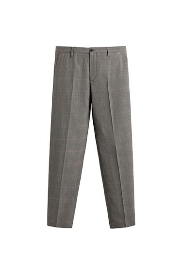 Zara PLAID SUIT PANTS - Brown