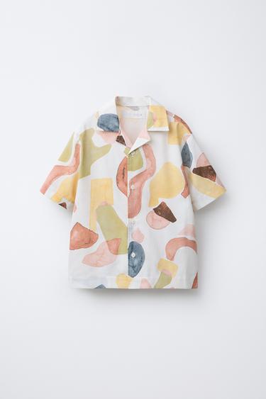 BLOUSE MET AQUARELPRINT - Beige van Zara