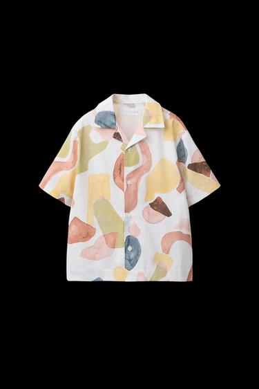 Zara WATERCOLOR PRINT SHIRT - Beige - Image 0