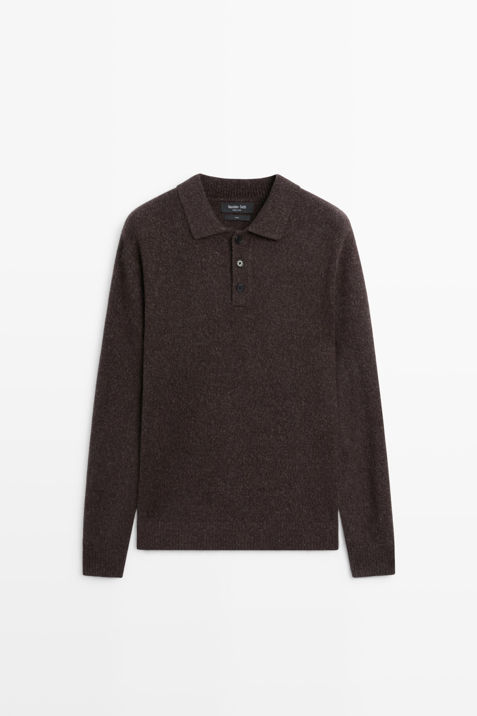 100% Wool Buttoned Polo Sweater