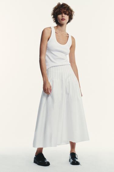 MIDI-ROCK MIT ZIERFALTEN - Weiß von Zara