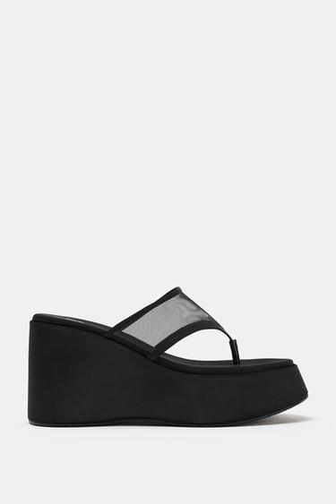 MESH STRAP WEDGES - Black by Zara