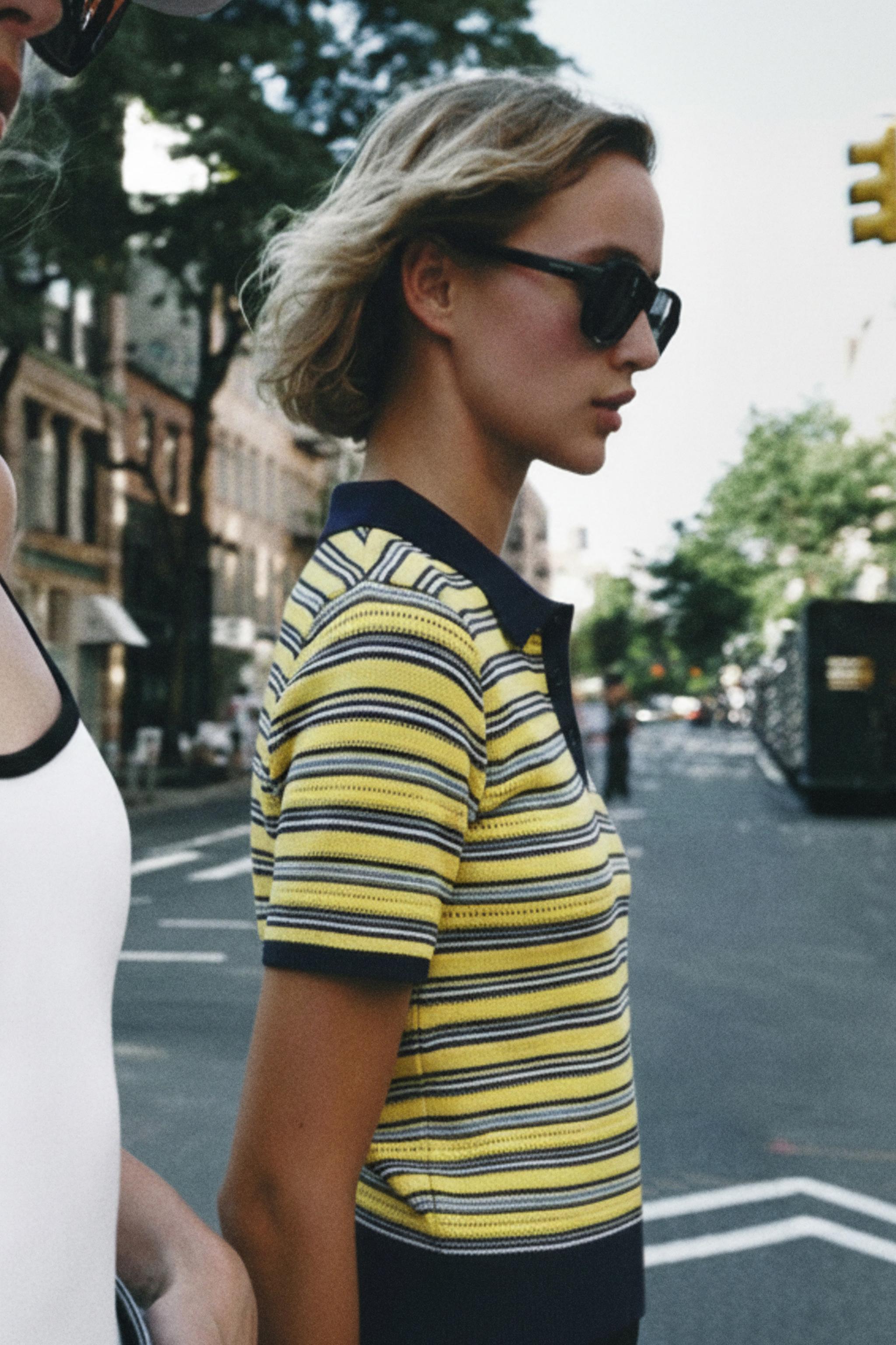 Zara ÇİZGİLİ TRİKO POLO T-SHIRT