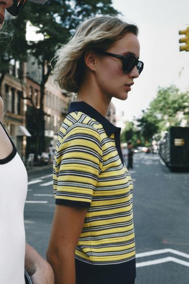 Zara PRUGASTA PLETENA POLO MAJICA – raznobojno – Slika 0