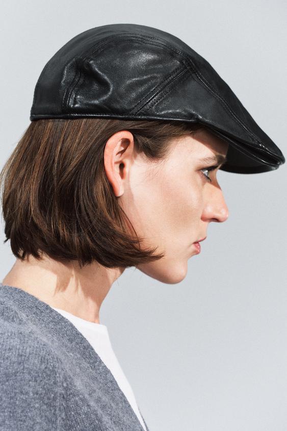 100% LEATHER VISOR - Black by Zara - Image 0